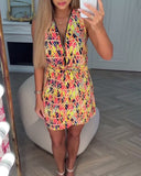 Half-Zip Sleeveless Floral Dress