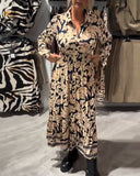 Lapel Print Fashion Dress