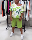 V-Neck Petal Loose T-Shirt