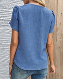 Solid Color Simple Puff Sleeve Blouse