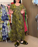 Printed Pleated Straight Dress