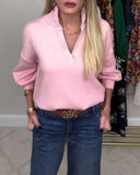 V-Neck Fashionable Long-Sleeved Pullover