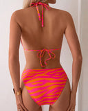 Sexy Lace-Up Two-Piece Print Bikini