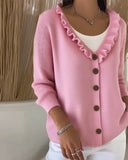 Fashionable V-Neck Button Cardigan