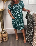 Round Neck Loose Print Dress