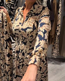 Lapel Print Fashion Dress