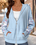 Hooded Contrast Diamond Pattern Coat