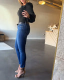 Puff Sleeve Square Collar Splicing Blouse