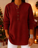 Fashionable Long-Sleeved Button-Down Top