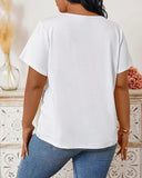 Short-Sleeved Solid Color Lace Patchwork T-Shirt