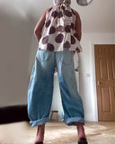 Sleeveless Ruffled Halter Neck Blouse