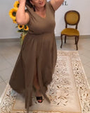 Hooded Waist Slit Casual Dress