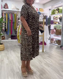 V-Neck Leopard Print Straight Dress