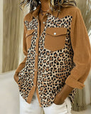 Long-Sleeved Leopard Print Patchwork Shirt