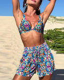 Resort Print Boxer Two-Piece Swimsuit