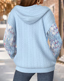 Hooded Contrast Diamond Pattern Coat