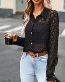 Fashion Lapel Elegant Mesh Shirt