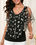 Fashion V-Neck Printed Blouse