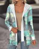 Hooded Zip-Up Printed Coat