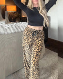 Unisex Leopard-Print Wide-Leg Pants
