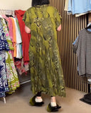 Printed Pleated Straight Dress