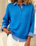 Solid Color Plaid Patchwork Jumper