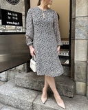 Lantern Sleeve Floral A-Line Dress