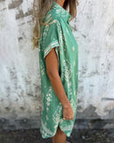 Casual Lapel Printed Pocket Dress