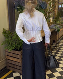 Lapel Pleated Waist Shirt