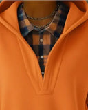 Faux Two-Piece Plaid Patchwork Hoodie