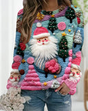 Christmas Tree & Santa Claus Printed Hoodie