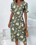 V-Neck Elegant Commuter Dress