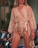 Lace Mesh Sexy Bodysuit & Cover Up Set