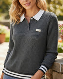 Shirt Collar Contrast Pullover