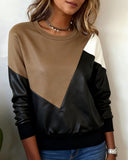 Contrast Color Fashionable Long-Sleeved Sweatshirt