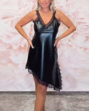 V-Neck Fashionable Lace Patchwork Dress