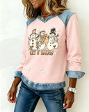 Denim Patchwork Print Sweatshirt