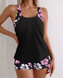 Sleeveless Floral Boxer Swimsuit
