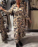 Lapel Print Fashion Dress