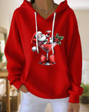 Santa Claus Wine Glass Printed Hoodie