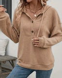 Button-Up Ribbed Brushed Hoodie