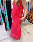 Sleeveless Solid Color Cake Dress