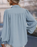 Lantern Sleeve Lapel Elegant Shirt