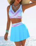 Two-Piece Colorful Striped Print Bikini