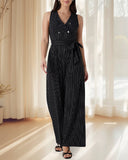 Sleeveless Elegant Striped Jumpsuit