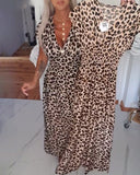Elegant Leopard Print V-Neck Dress