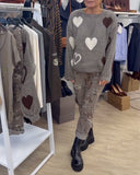 Pullover Casual Heart Print Sweater