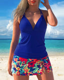 Two-Piece Halterneck V-Neck Printed Tankini
