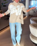 High Neck Floral Print Jumper