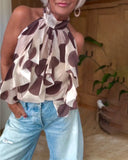 Sleeveless Ruffled Halter Neck Blouse